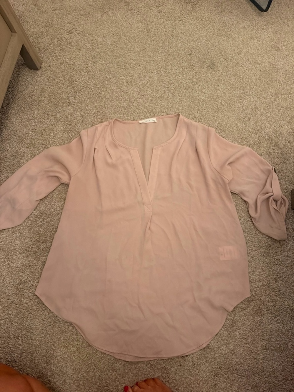Lush Blush Pink Split V-Neck Tunic